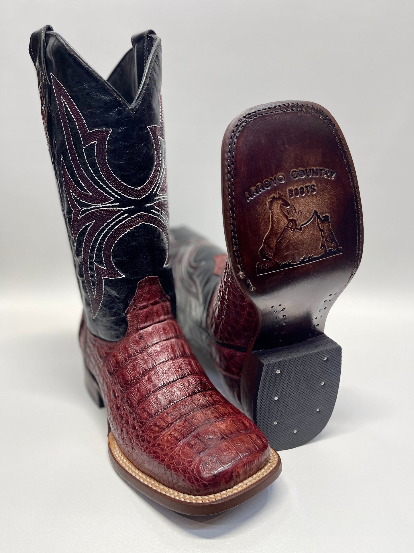 Men’s Genuine Exotic Caiman Back Wine Color
