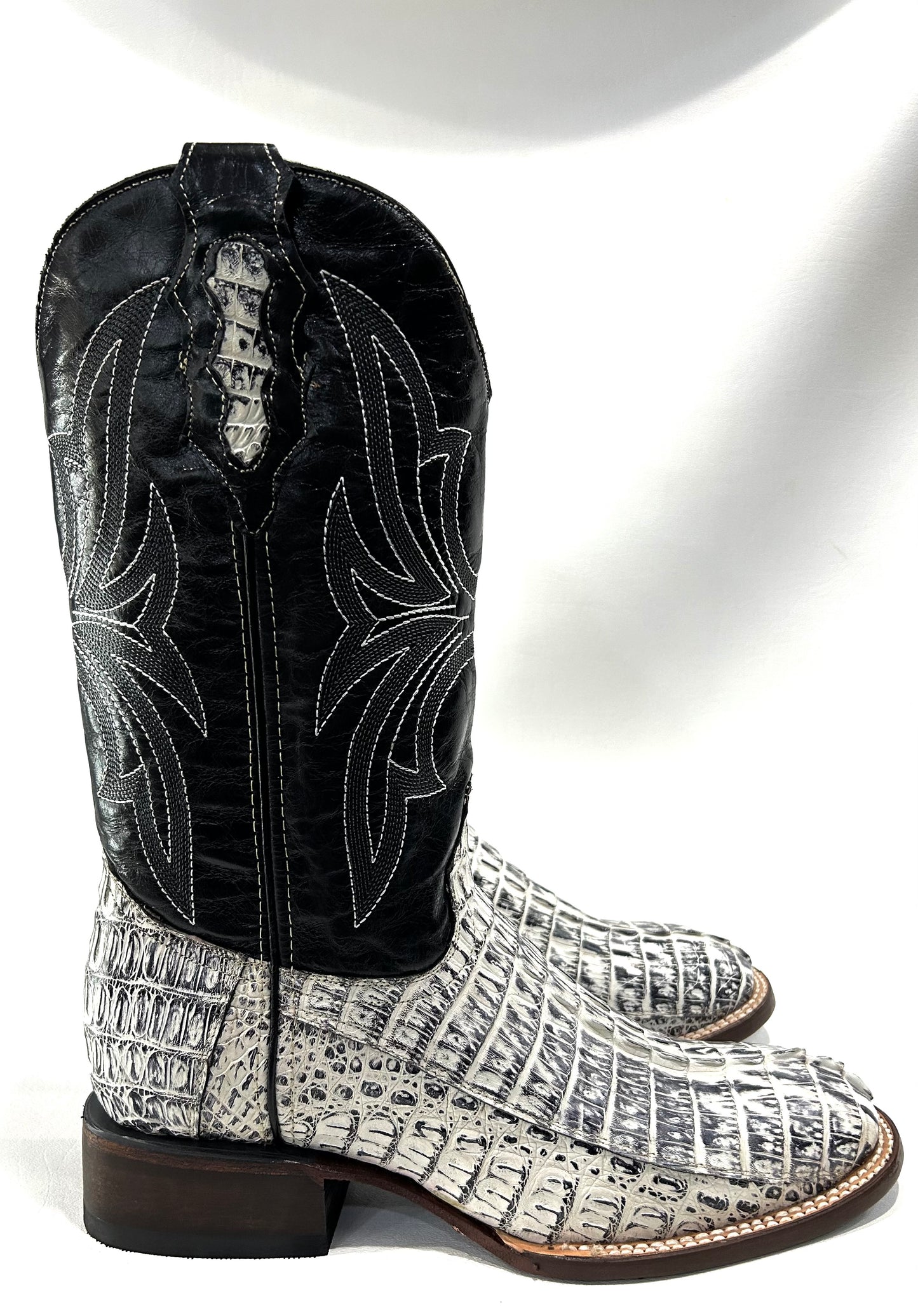 Men’s Genuine Exotic Caiman Back News Paper Color