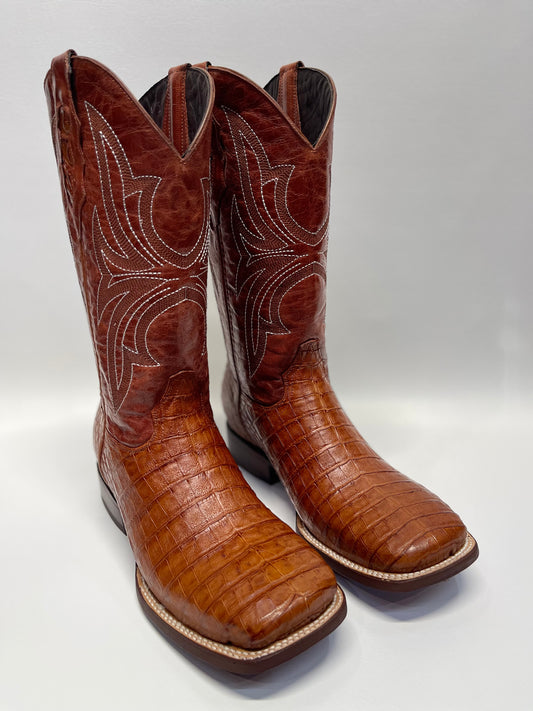Men’s Genuine Exotic Caiman Belly Cognac