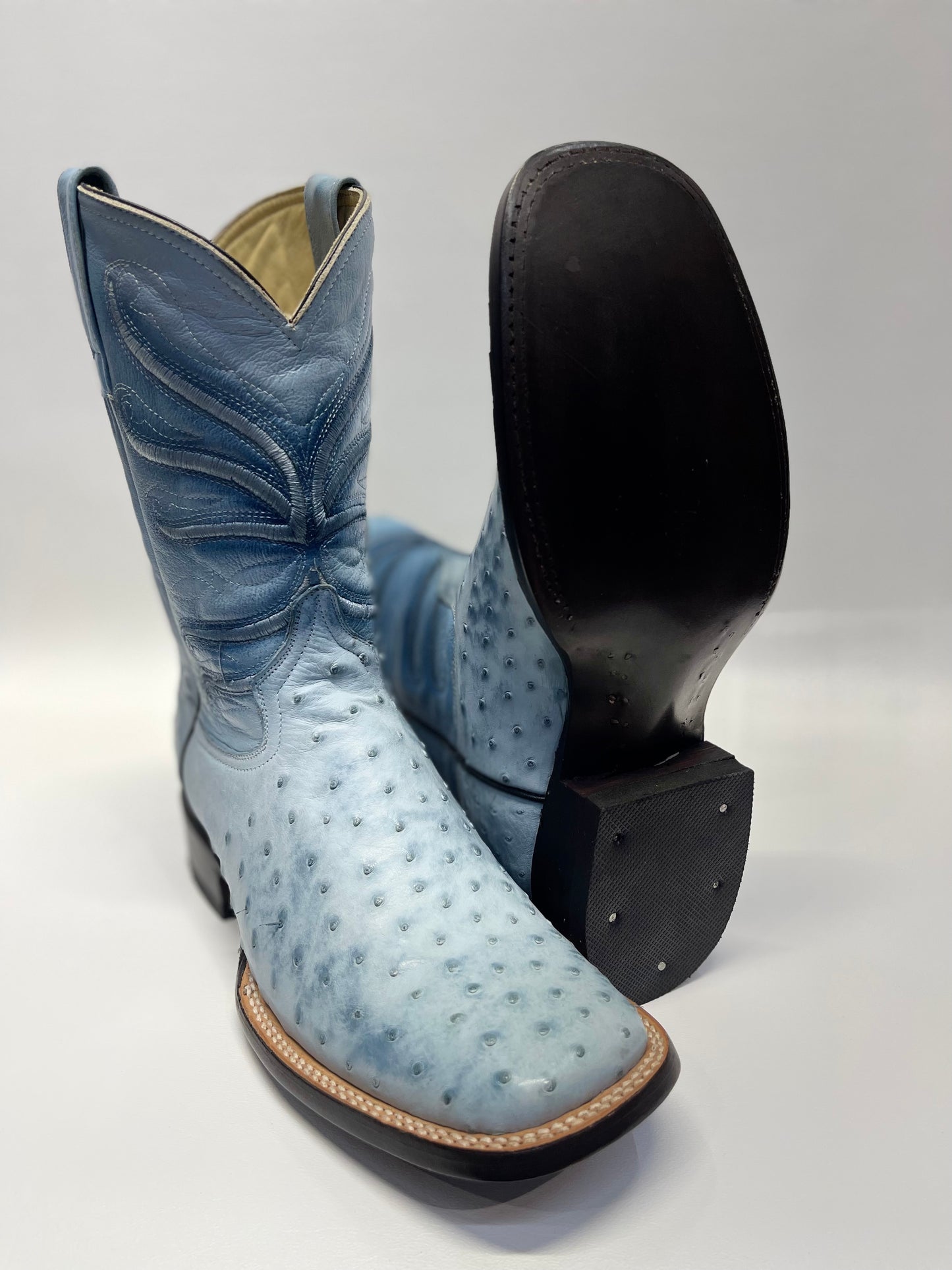 Men’s Genuine Exotic Full Quill Ostrich Sky Blue