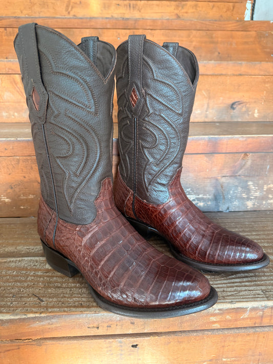 Men’s Brown Caiman Belly Round Toe