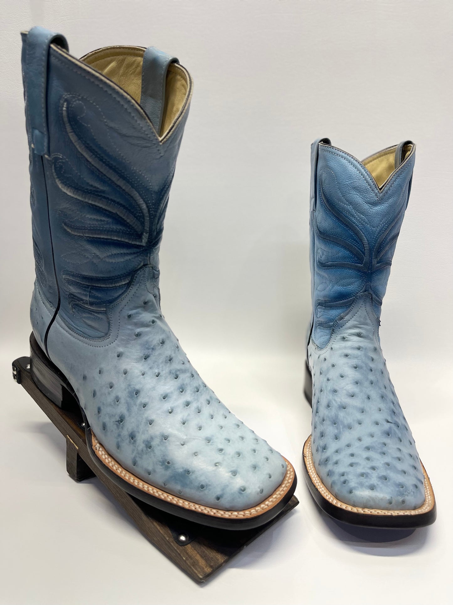 Men’s Genuine Exotic Full Quill Ostrich Sky Blue