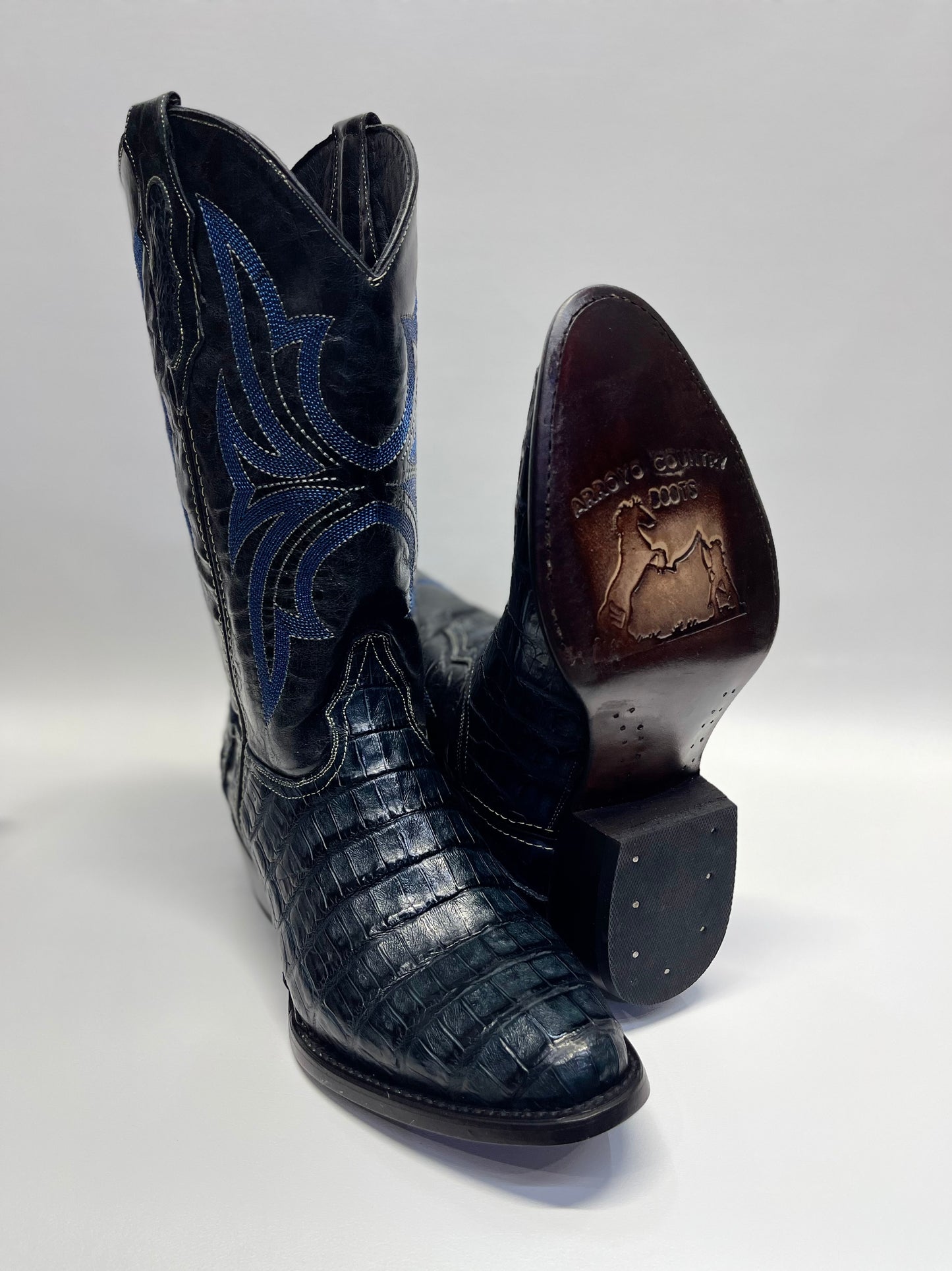 Men’s Genuine Exotic Caiman Belly Dark Blue