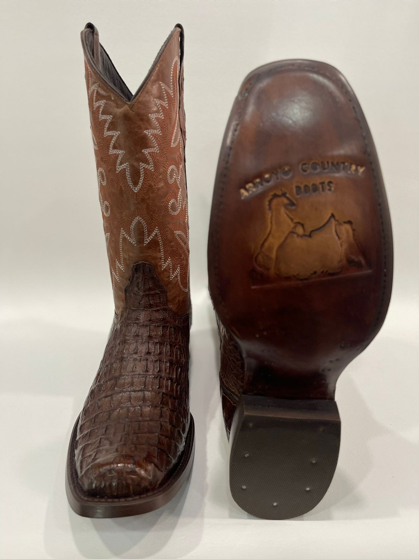 Men’s Genuine Exotic Caiman Back Brown