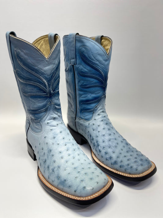 Men’s Genuine Exotic Full Quill Ostrich Sky Blue
