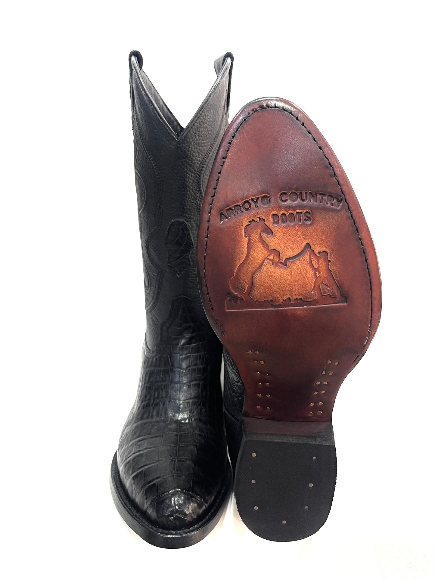 Men’s genuine caimán belly black