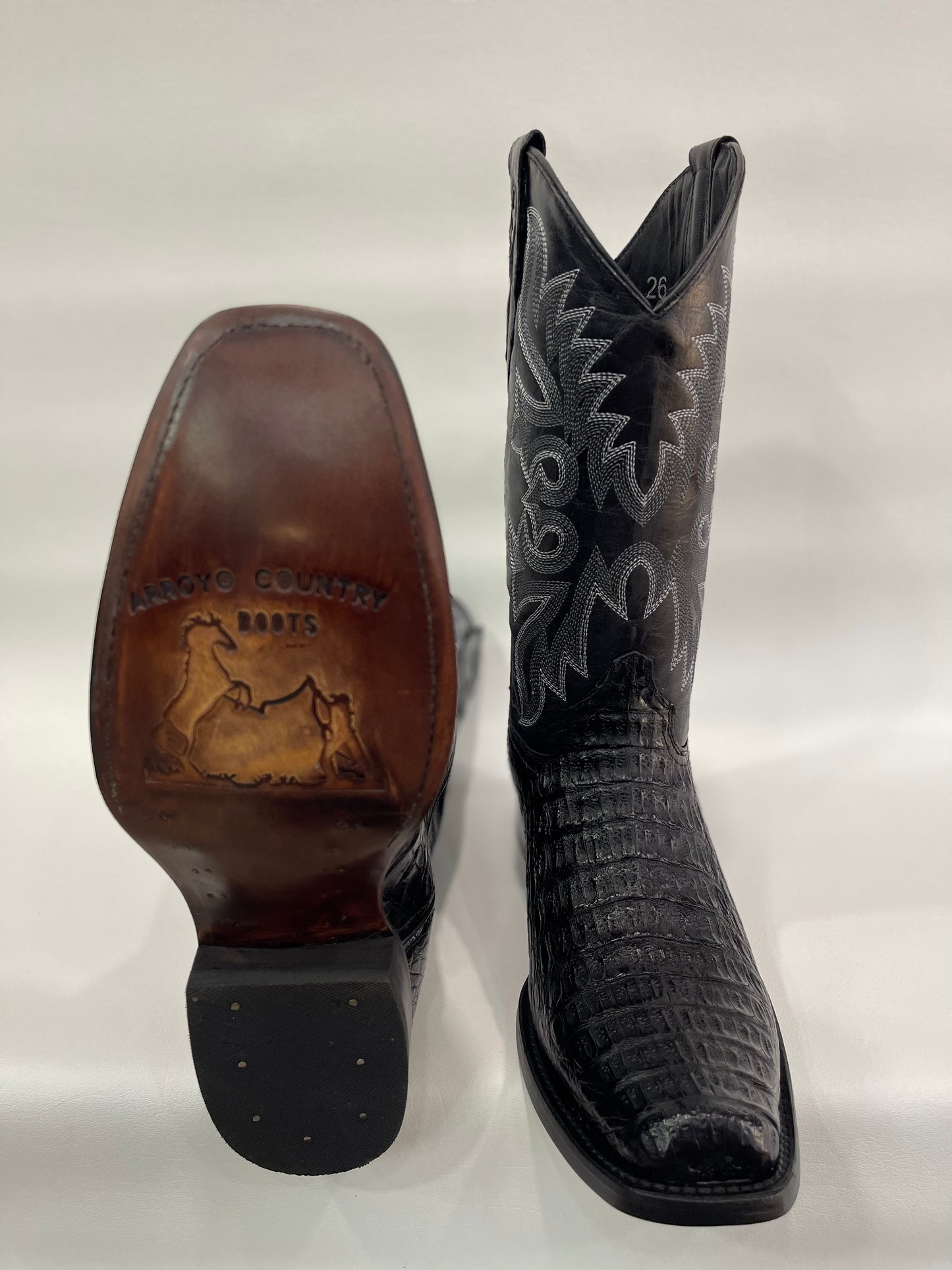 Men’s Genuine Exotic Caiman Back Black