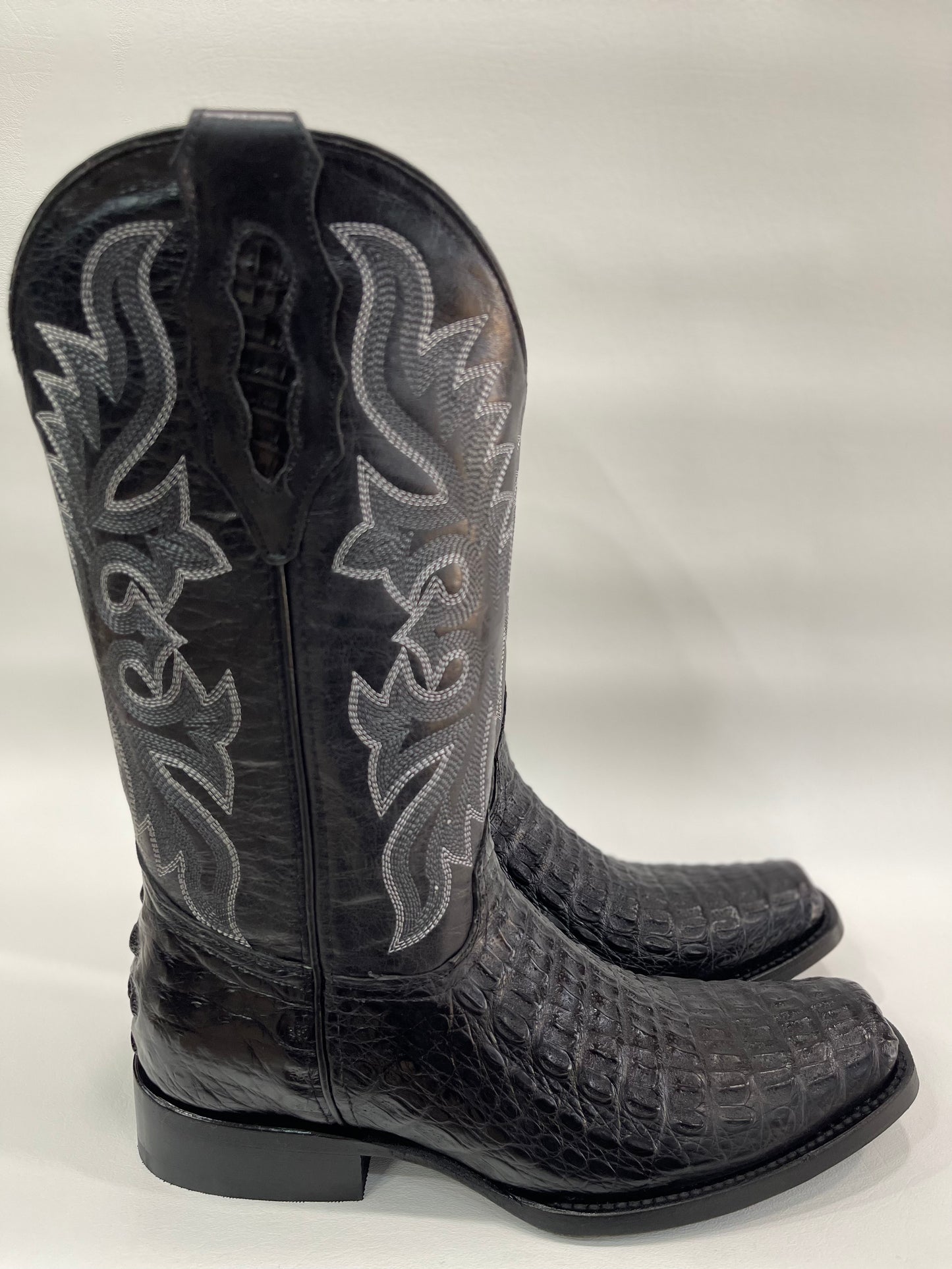 Men’s Genuine Exotic Caiman Back Black