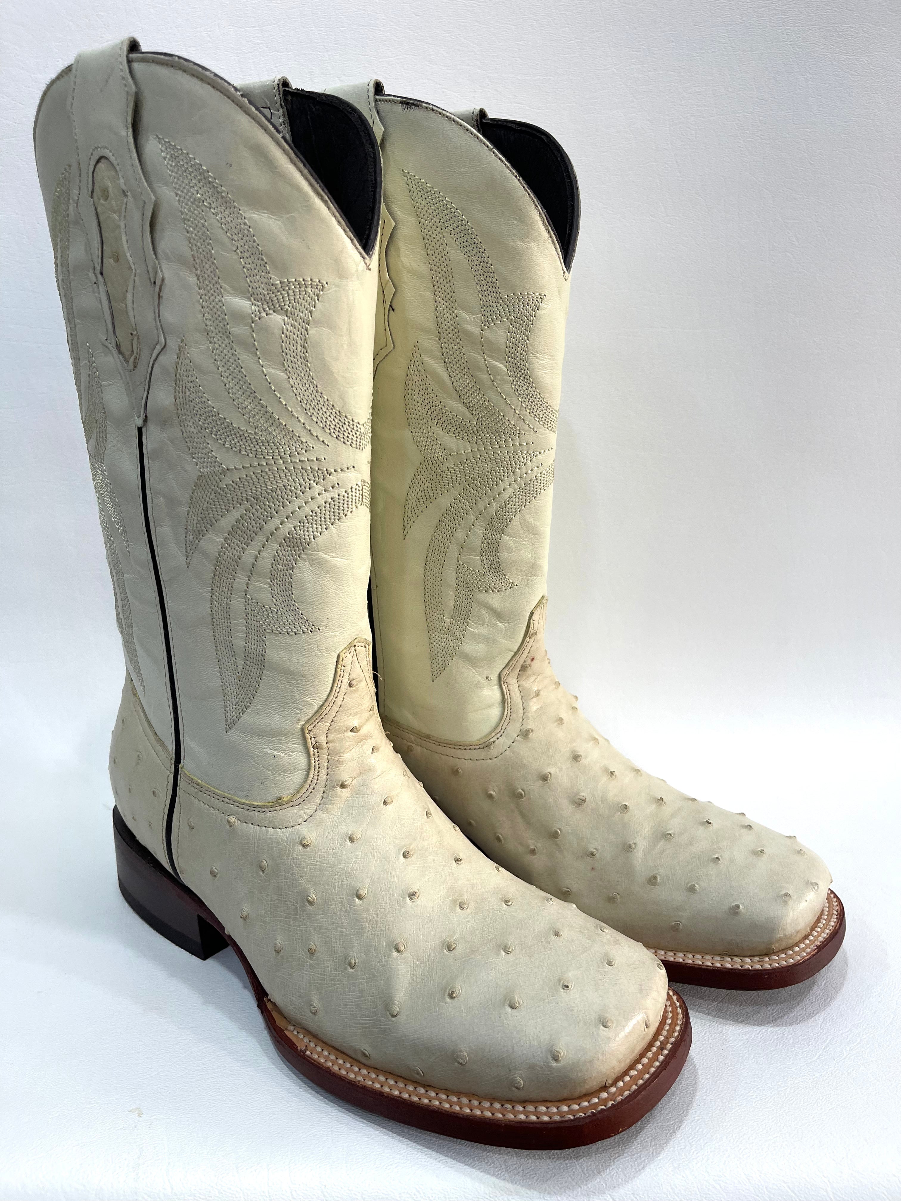 Bone Color Full FQ/Smooth Ostrich Cowboy Boots in Men\'s Size 11EE Men main image 4