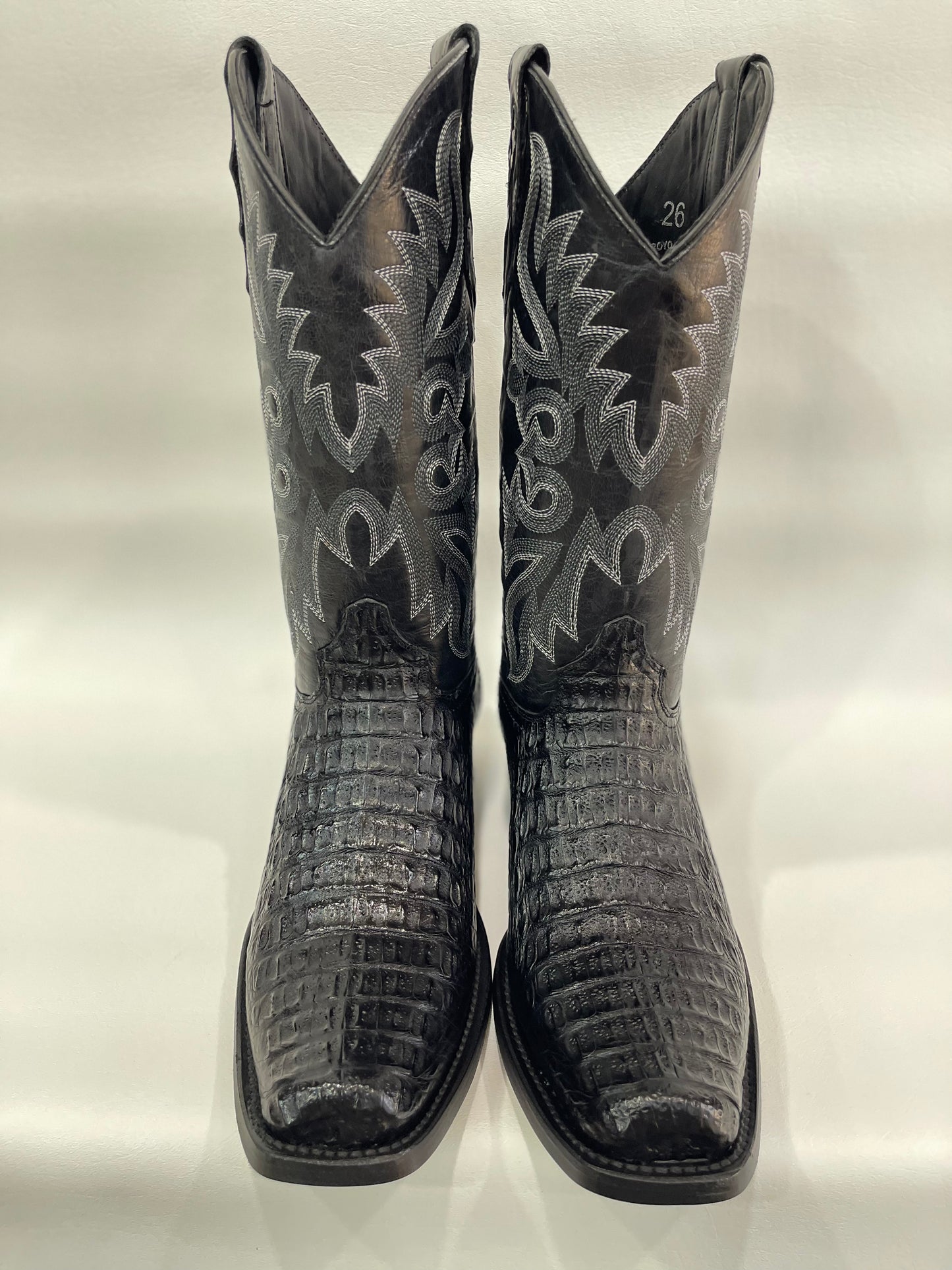 Men’s Genuine Exotic Caiman Back Black