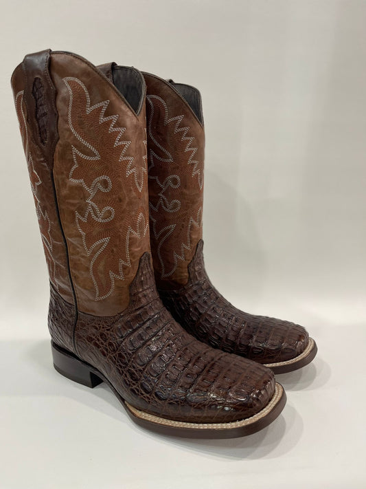 Men’s Brown Caiman Back Square Toe