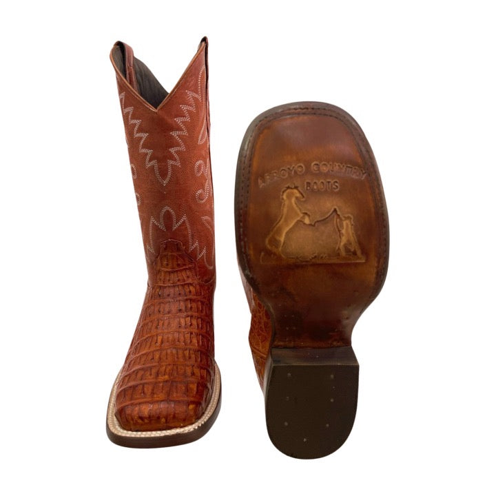 Men’s Genuine Exotic Caiman Back  Cognac