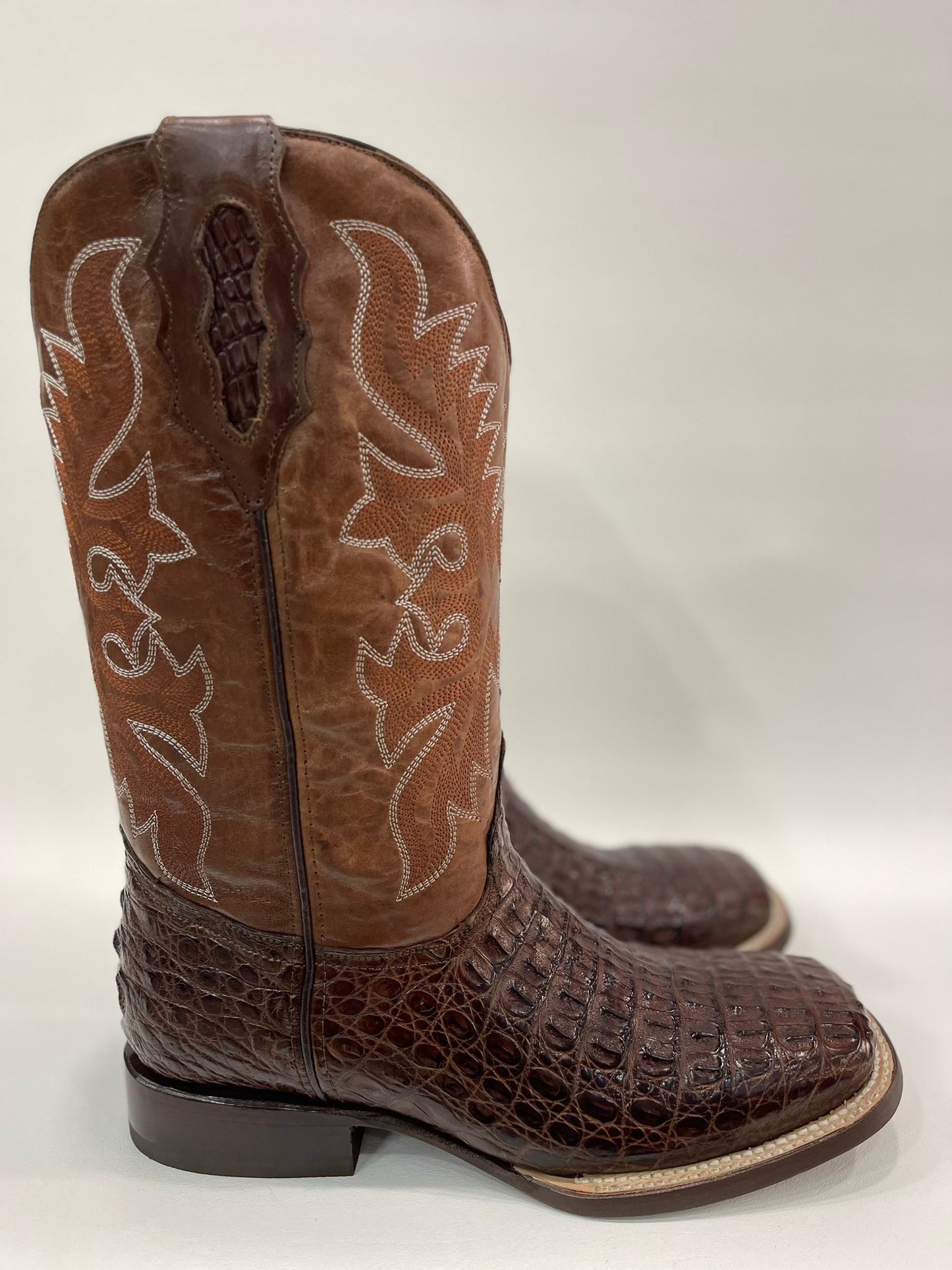 Men’s Brown Caiman Back Square Toe