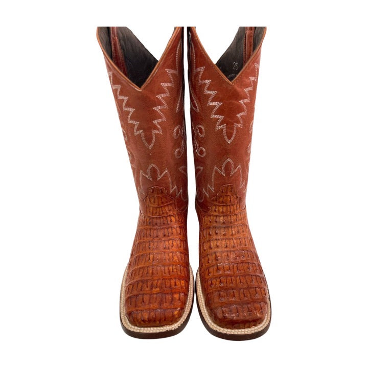 Men’s Genuine Exotic Caiman Back  Cognac