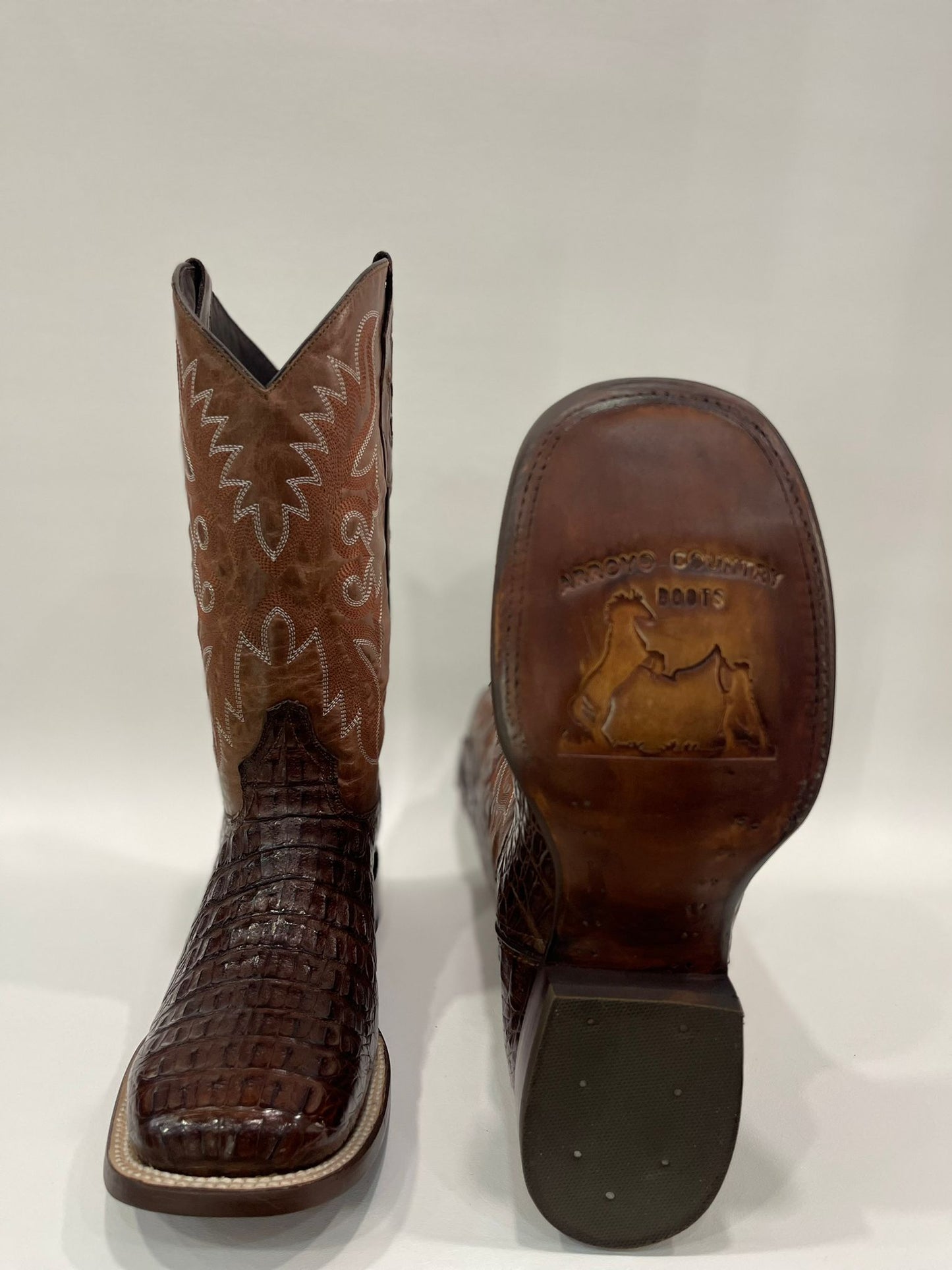 Men’s Brown Caiman Back Square Toe