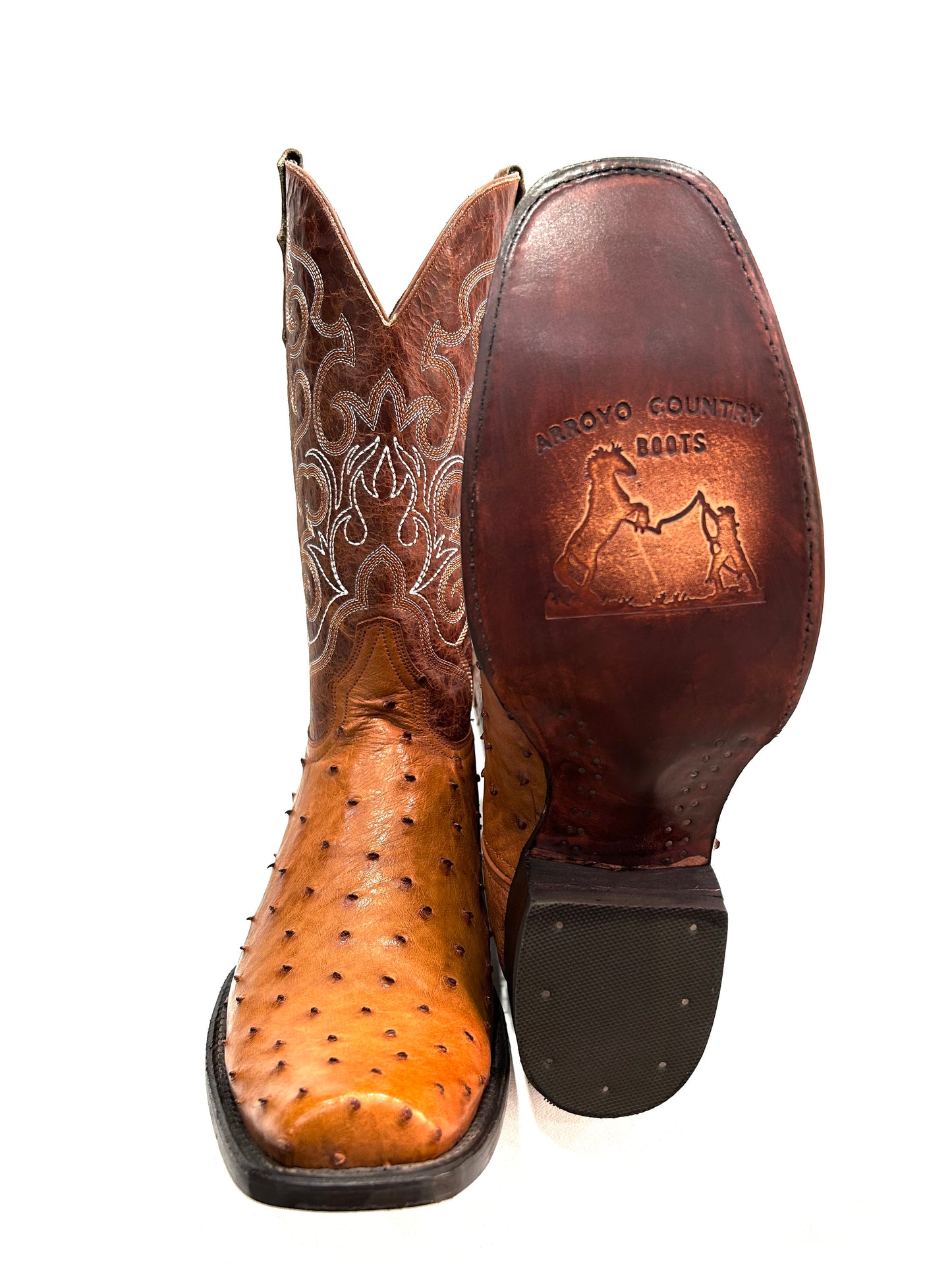 Men’s genuine full quill ostrich shedron-cognac