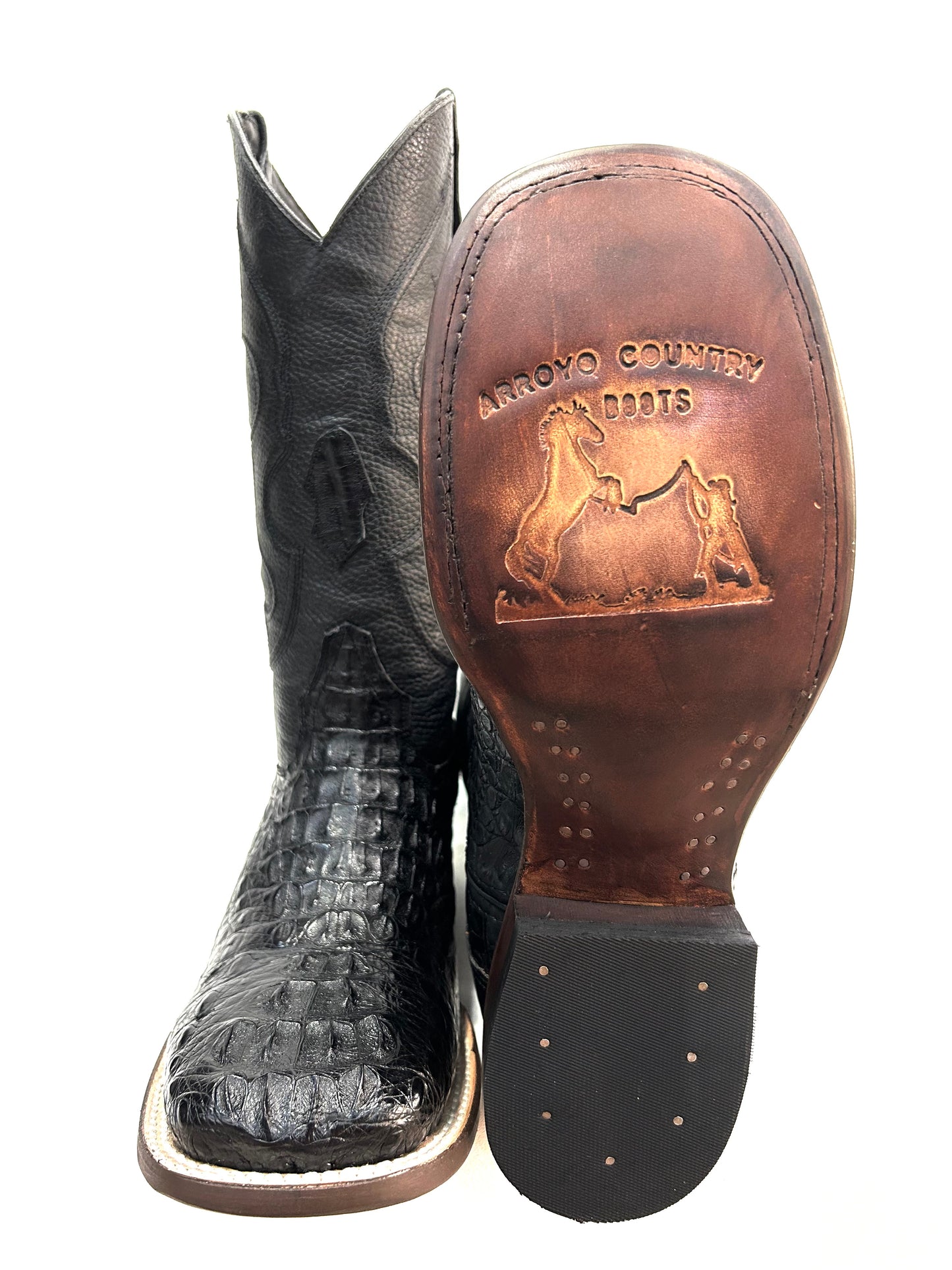 Men’s genuine caiman neck black