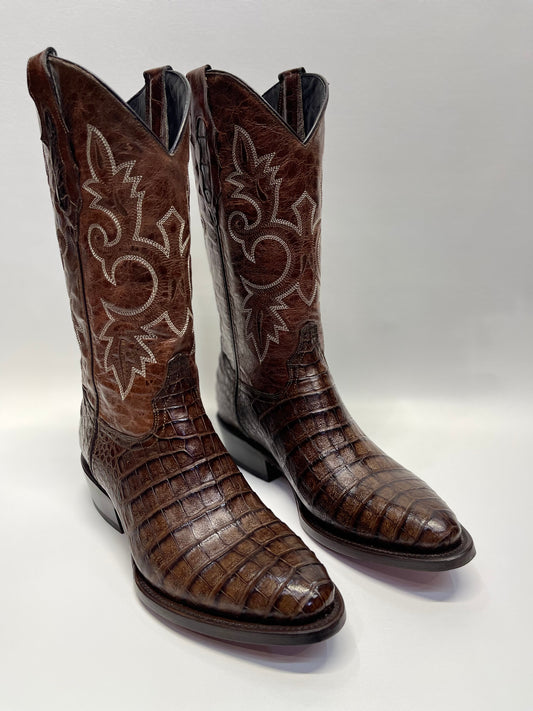 Men’s Brown Caiman Belly Round Toe