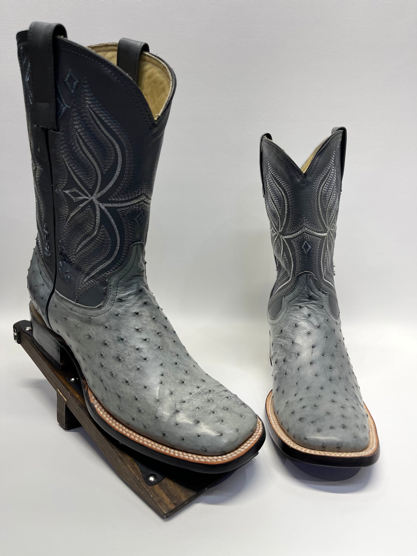 Men’s Genuine Exotic Full Quill Ostrich Grey