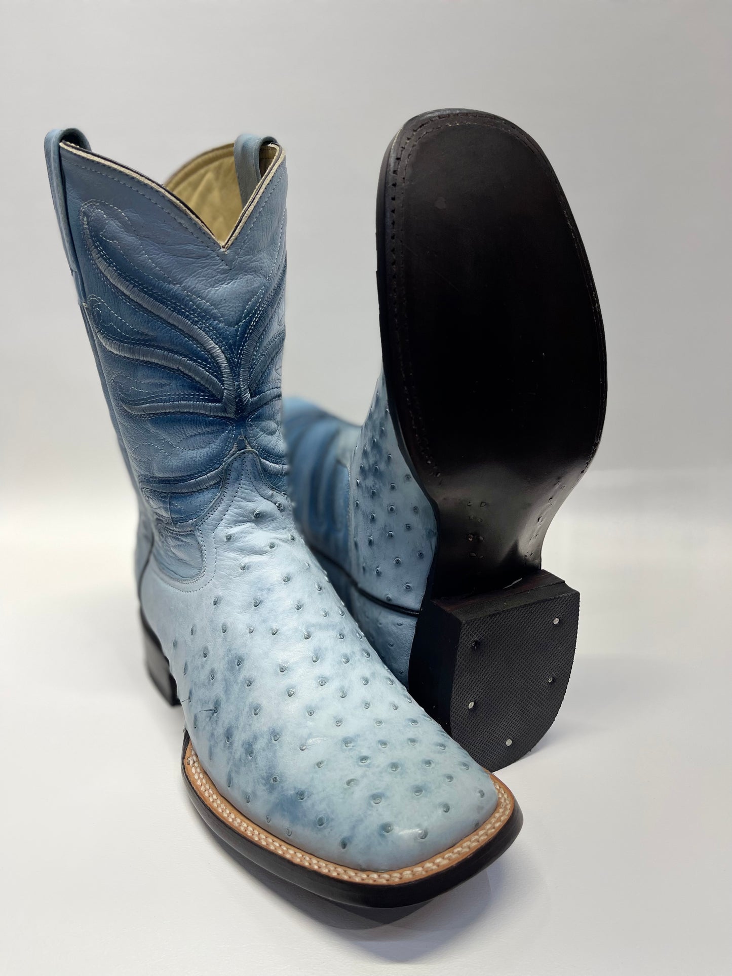 Men’s Genuine Exotic Full Quill Ostrich        Sky Blue