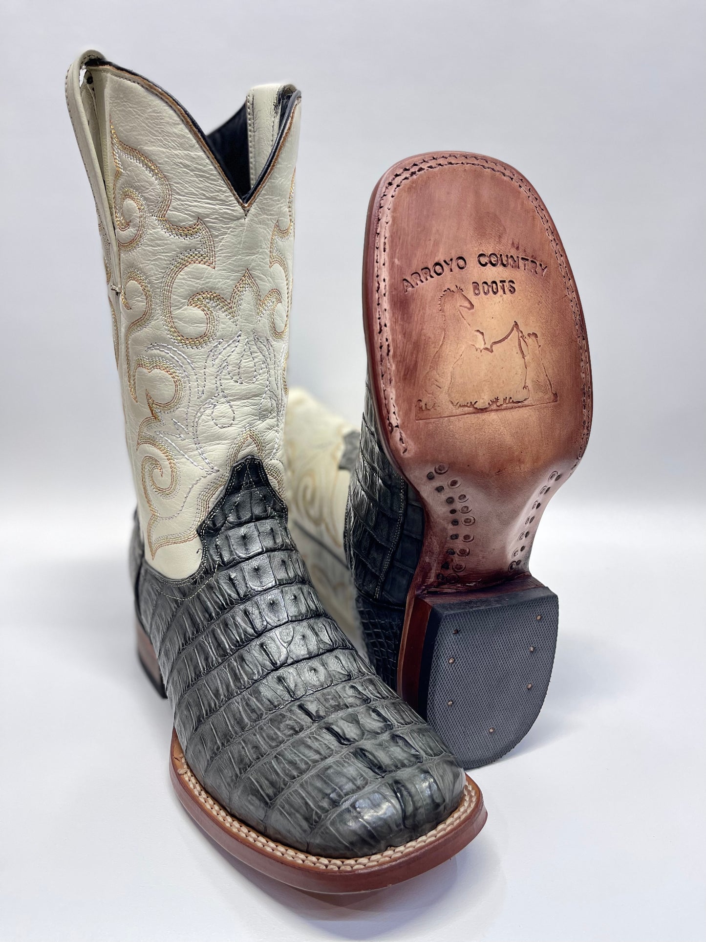 Men’s genuine caiman tail grey