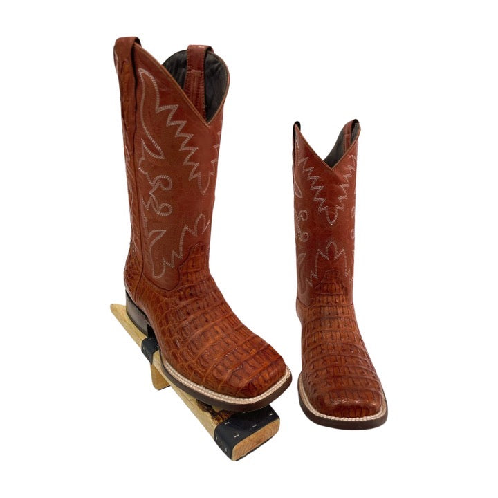 Men’s Genuine Exotic Caiman Back  Cognac