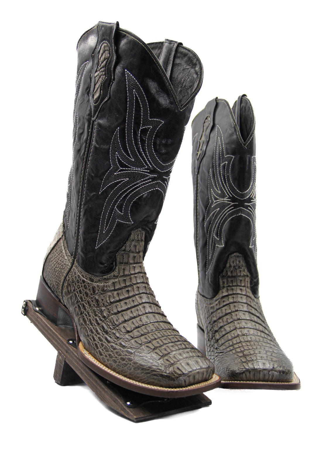 Men’s Genuine Exotic Caiman Back Grey