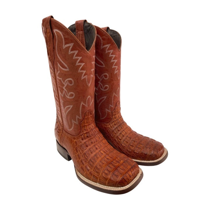 Men’s Genuine Exotic Caiman Back  Cognac