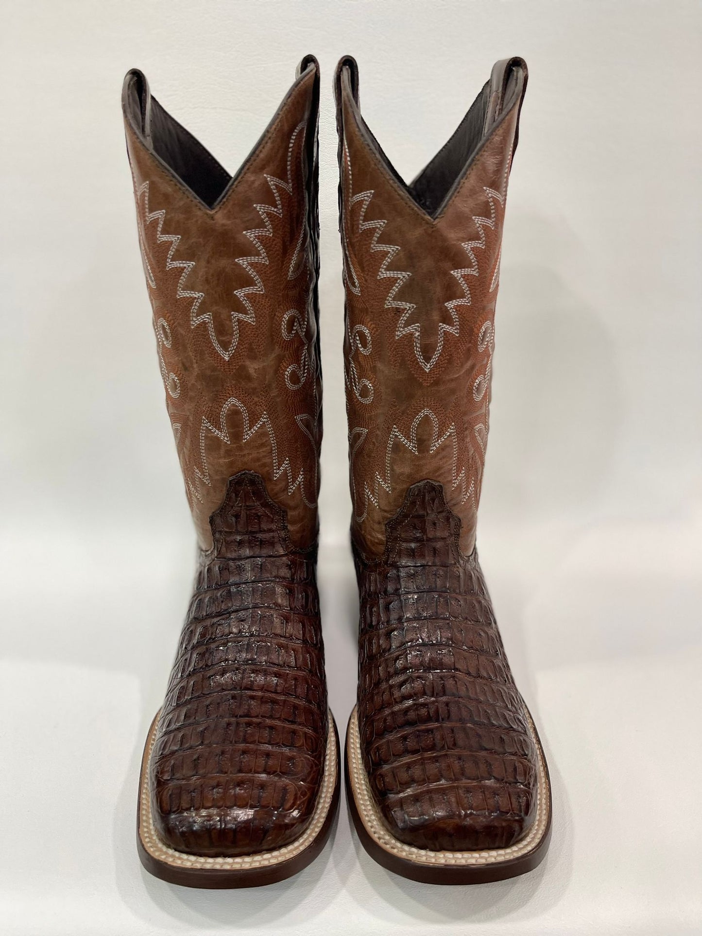 Men’s Brown Caiman Back Square Toe