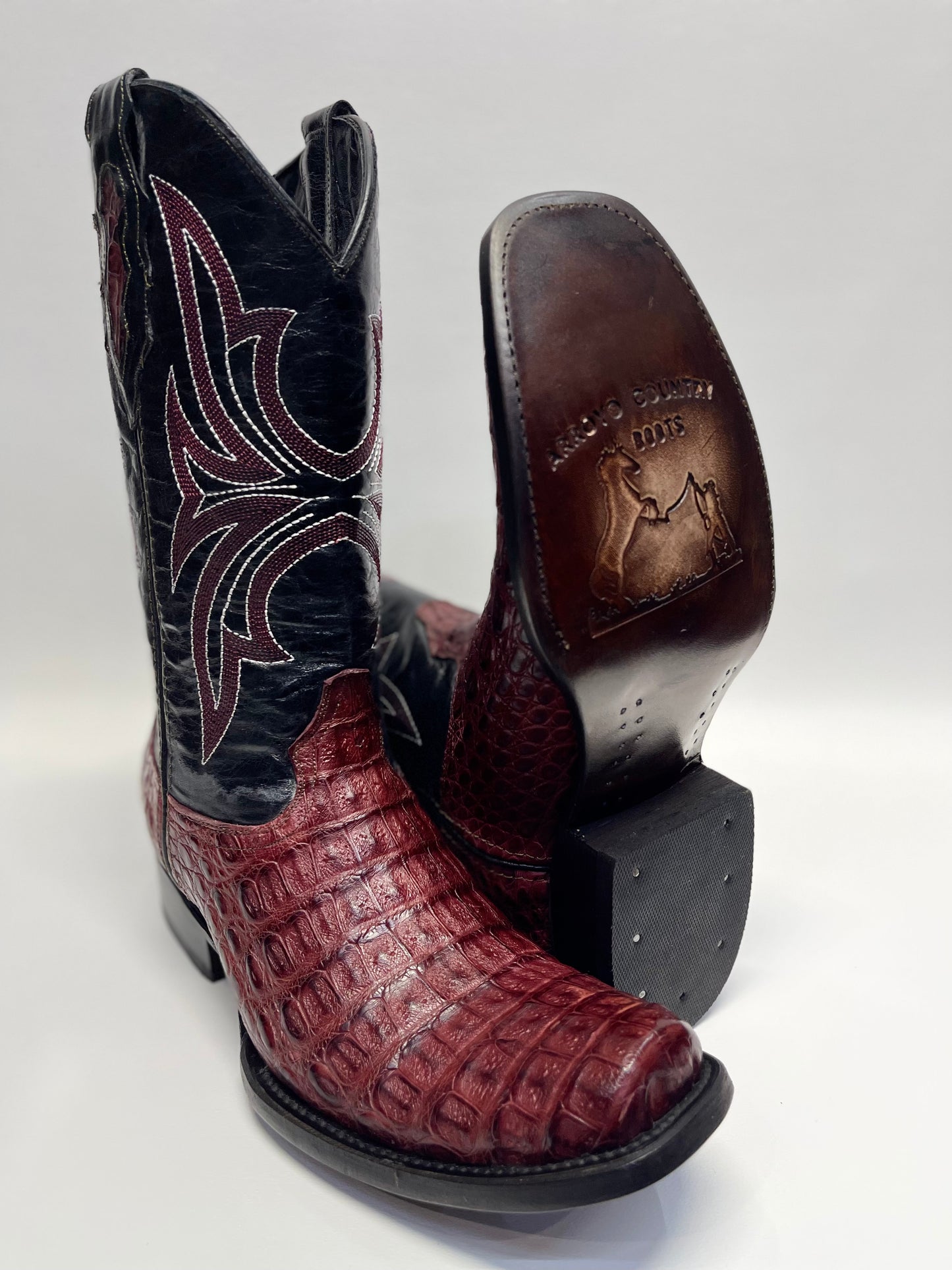 Men’s Wine Caiman Back Levi Toe Exotic Boot