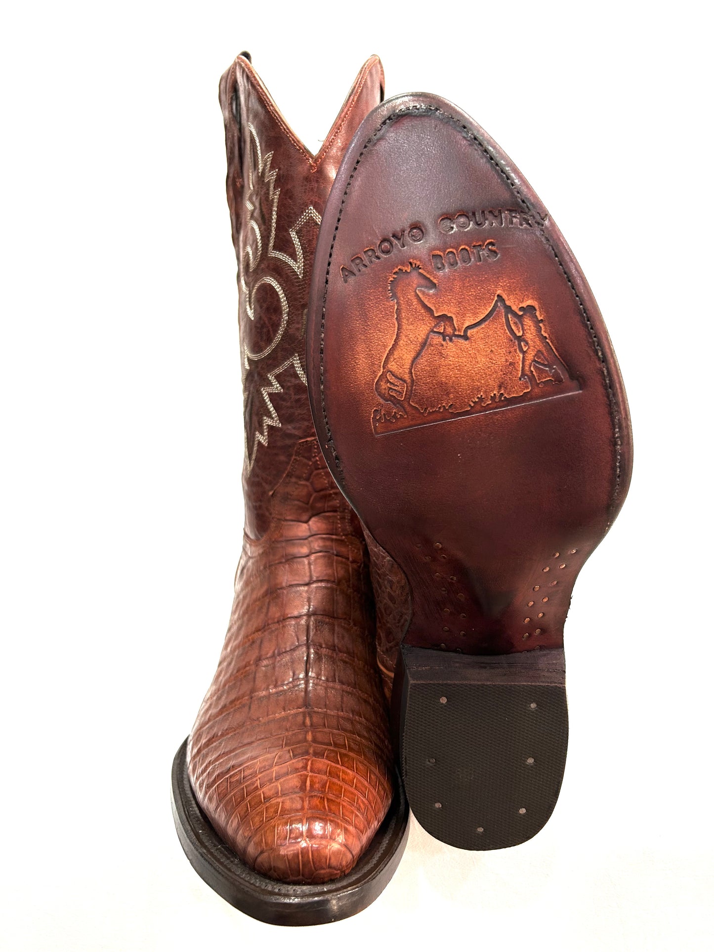 Men’s genuine caiman belly cognac