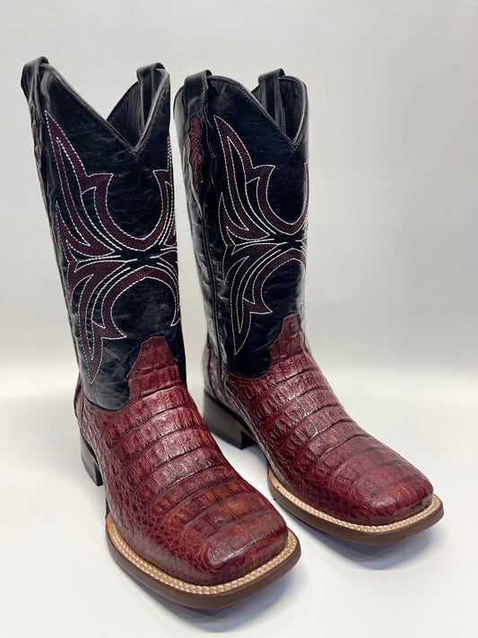 Men’s Genuine Exotic Caiman Back Wine Color