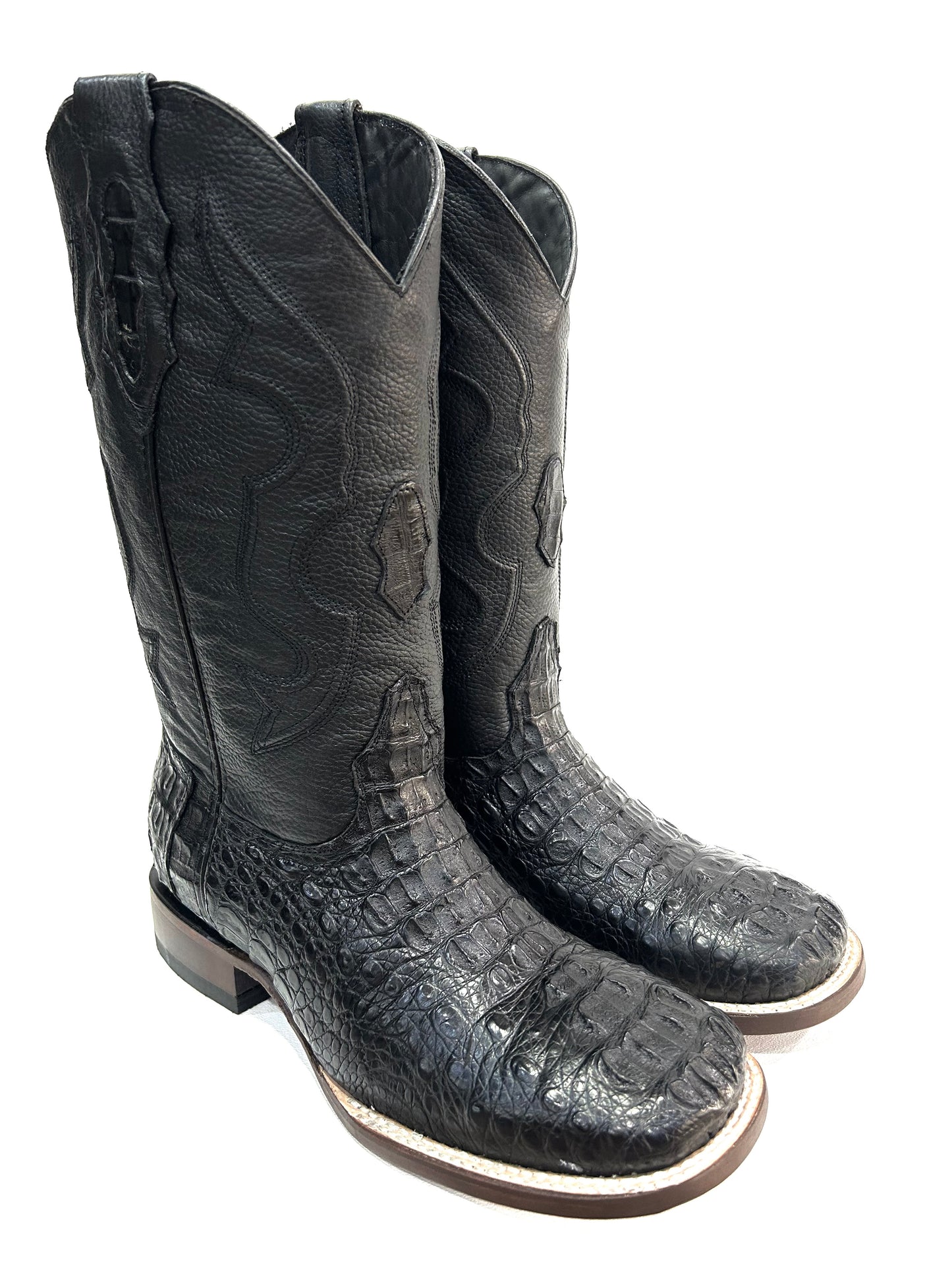 Men’s genuine caiman neck black