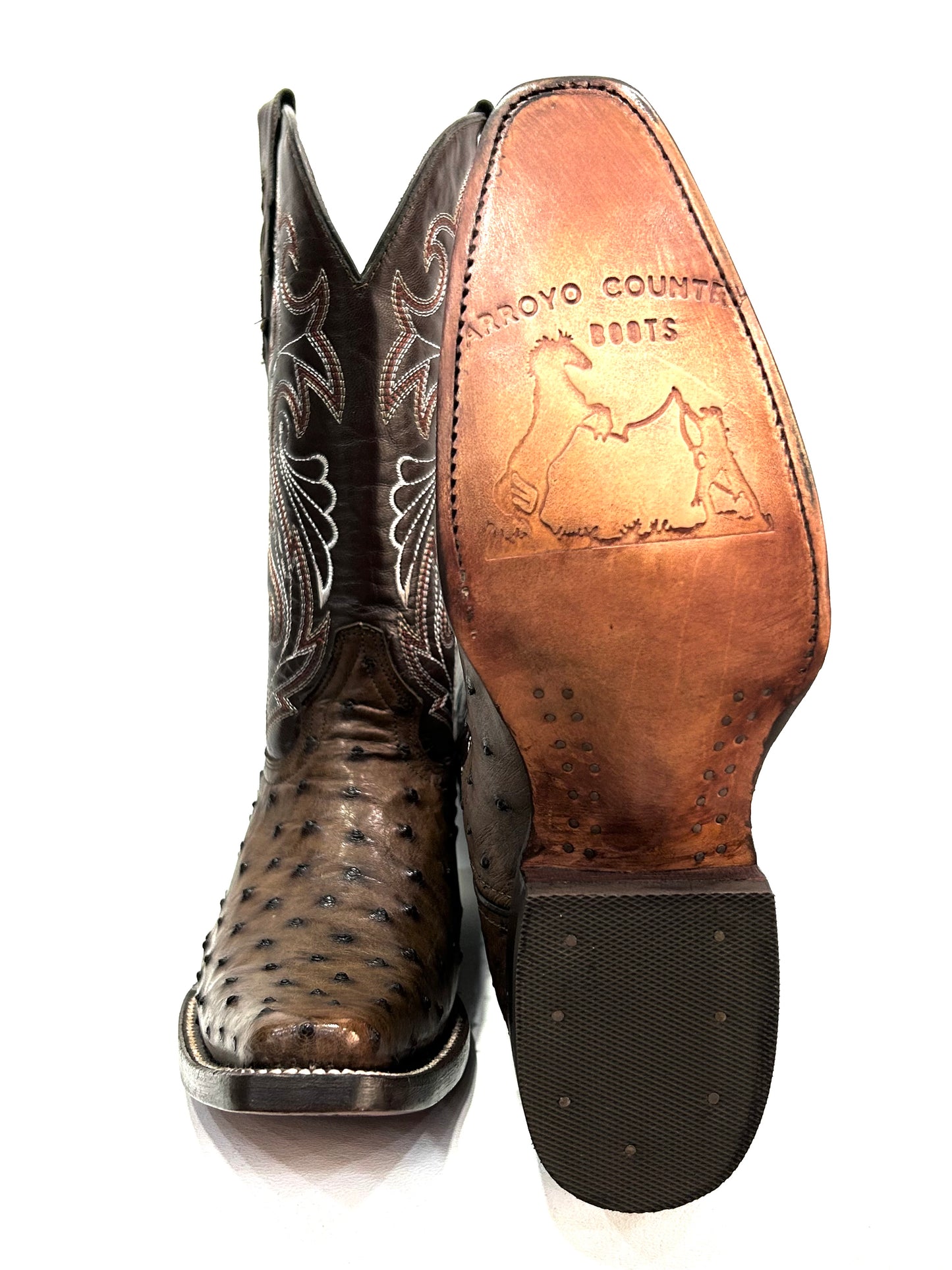 Men’s genuine full quill ostrich brown