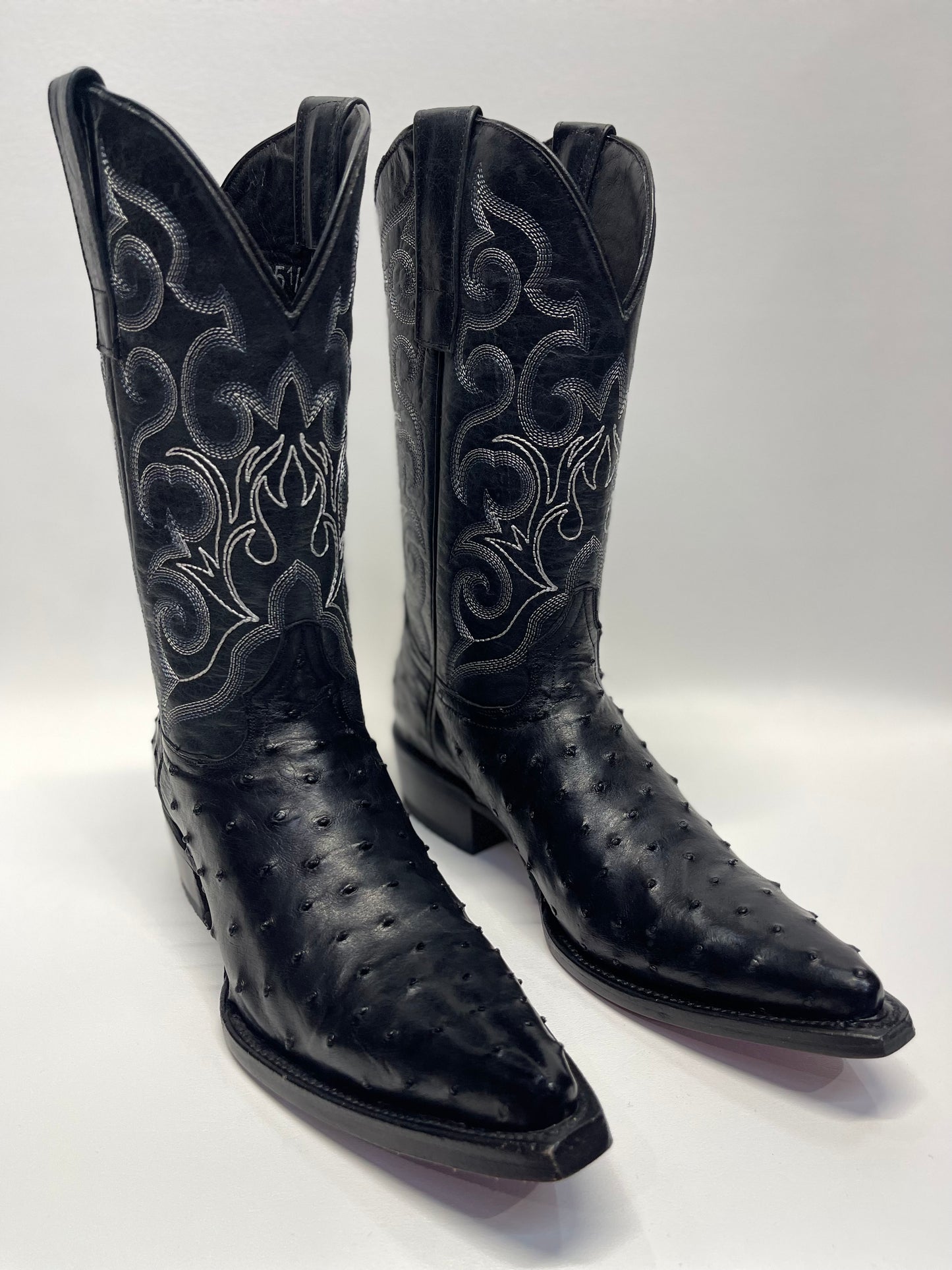 Men’s Black Full Quill Ostrich Chihuahua Toe Exotic Boot