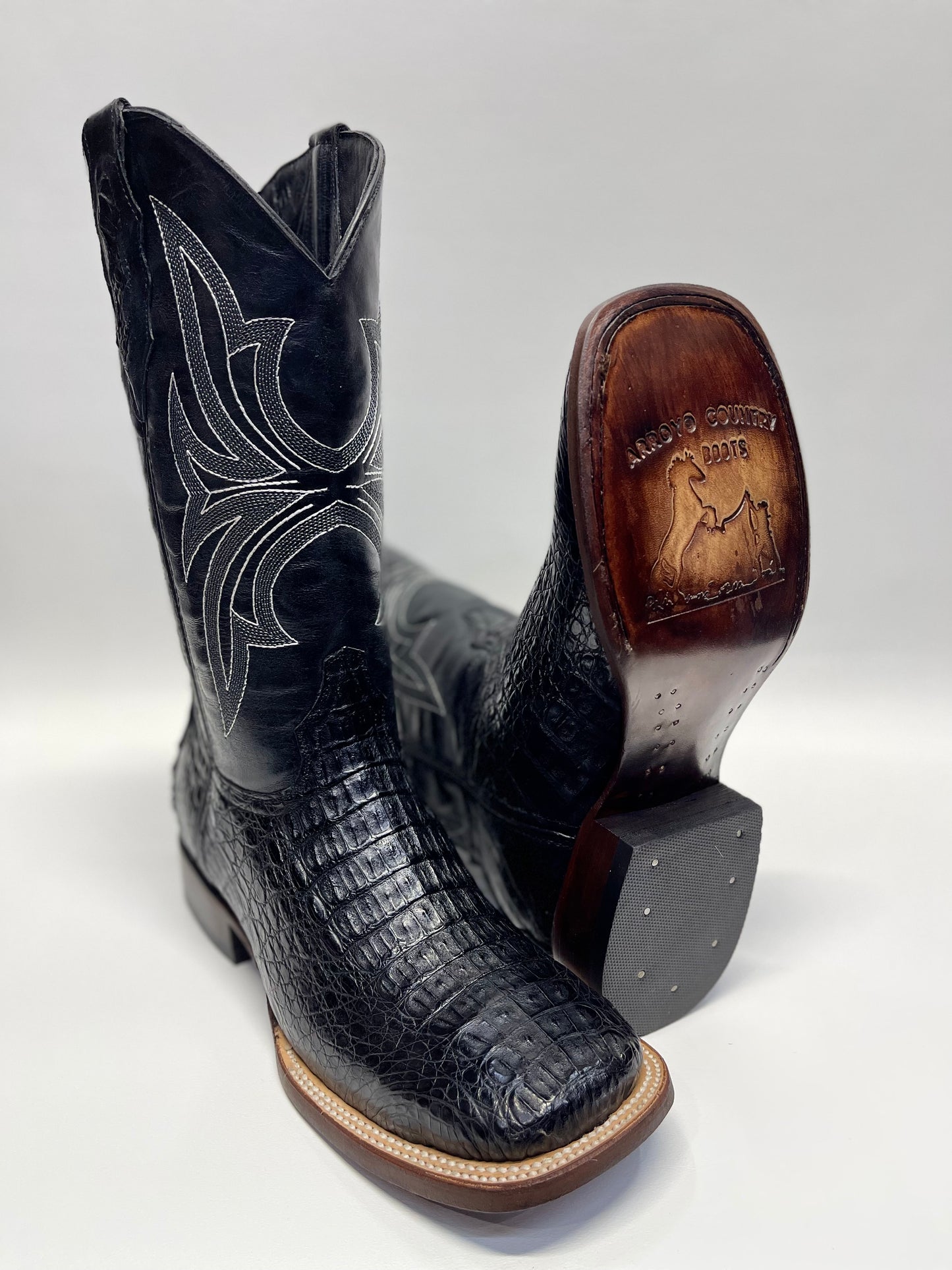 Men’s Genuine Exotic Back Caiman Black