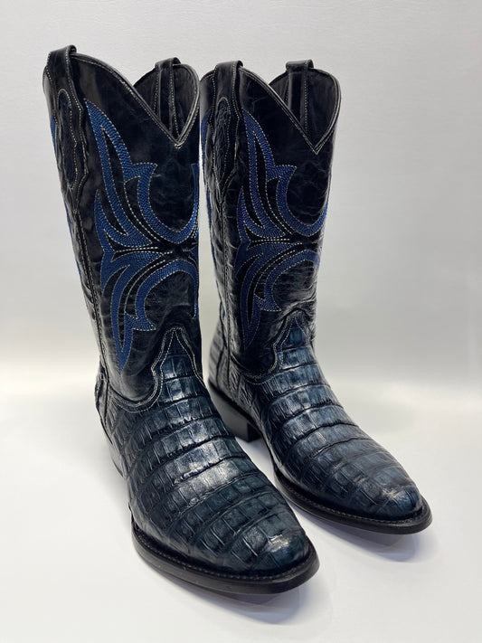 Men’s Genuine Exotic Caiman Belly          Dark Blue