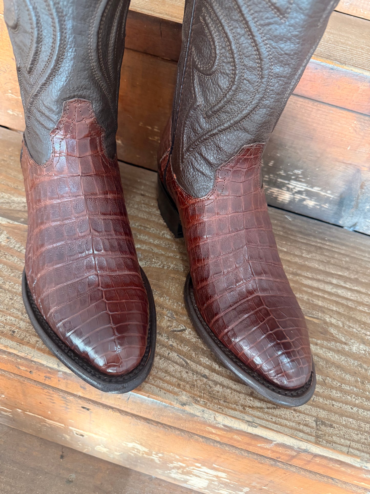 Men’s Brown Caiman Belly Round Toe