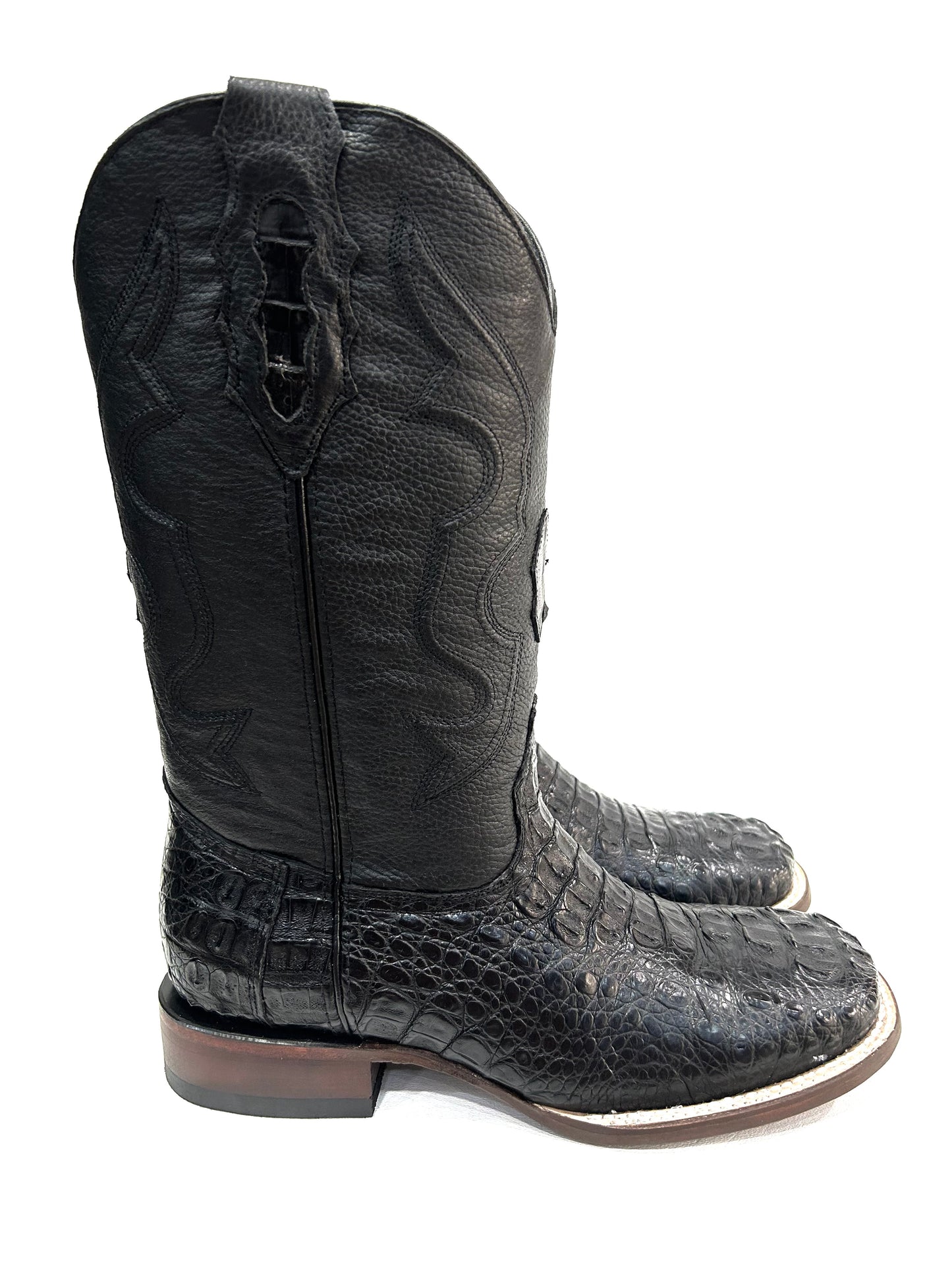 Men’s Genuine Exotic Caiman Neck Black