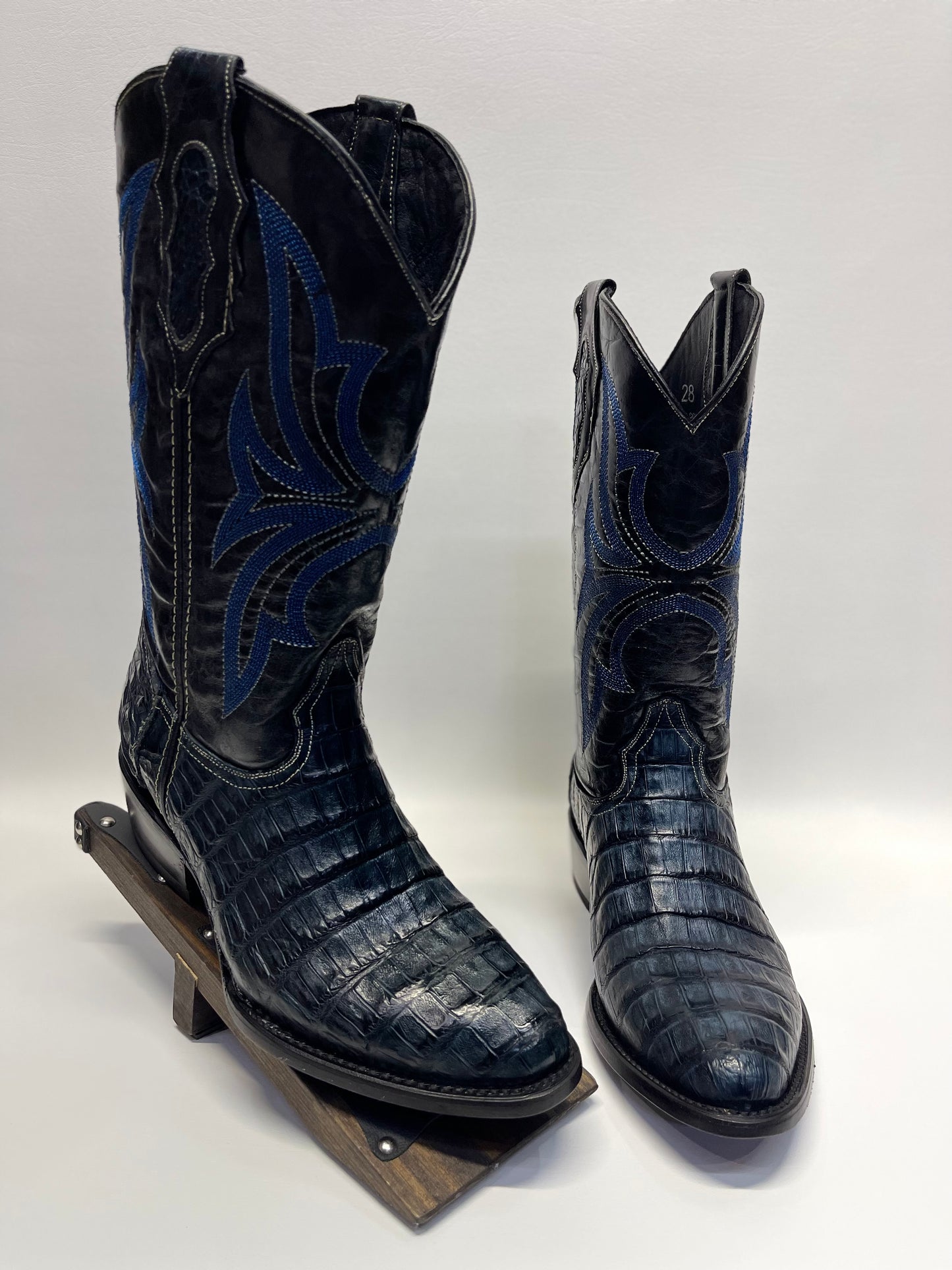 Men’s Genuine Exotic Caiman Belly          Dark Blue