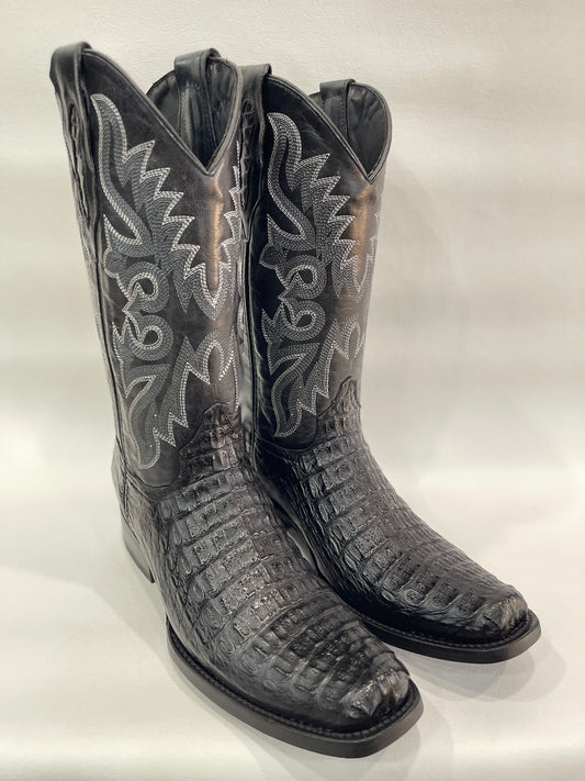 Men’s Genuine Exotic Caiman Back Black
