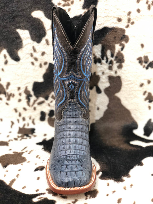 Men’s Genuine Exotic Caiman Neck Blue